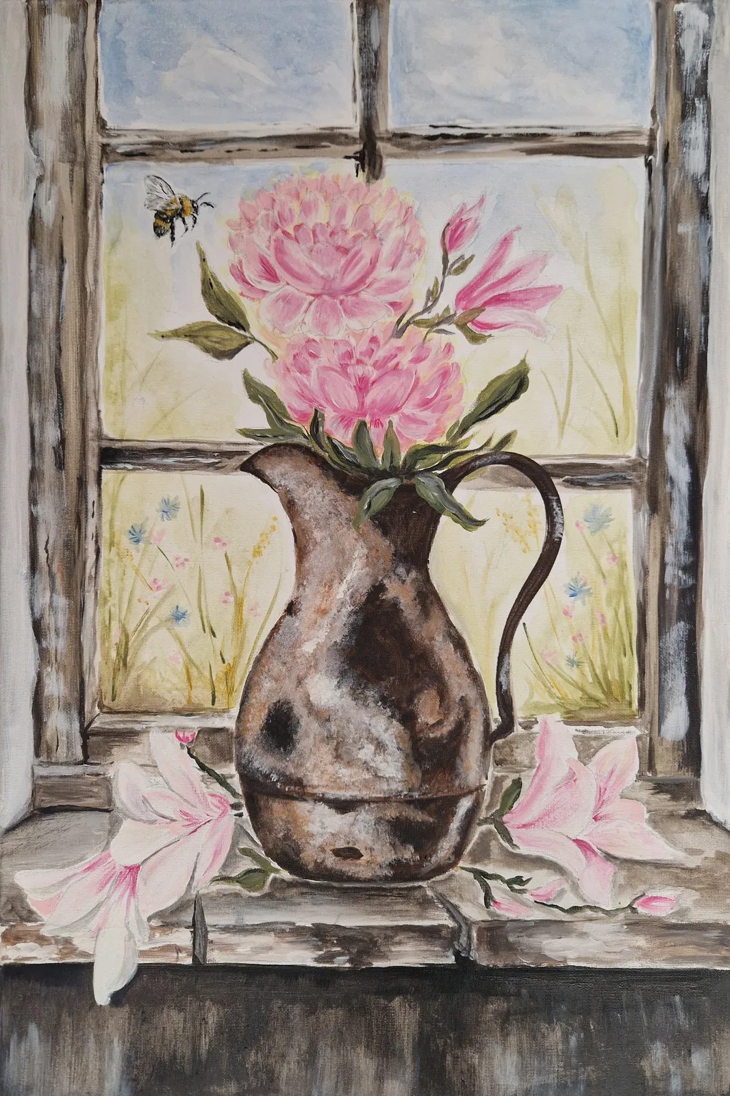 Akrylmålning Humlan av Linda Terese Gestblom