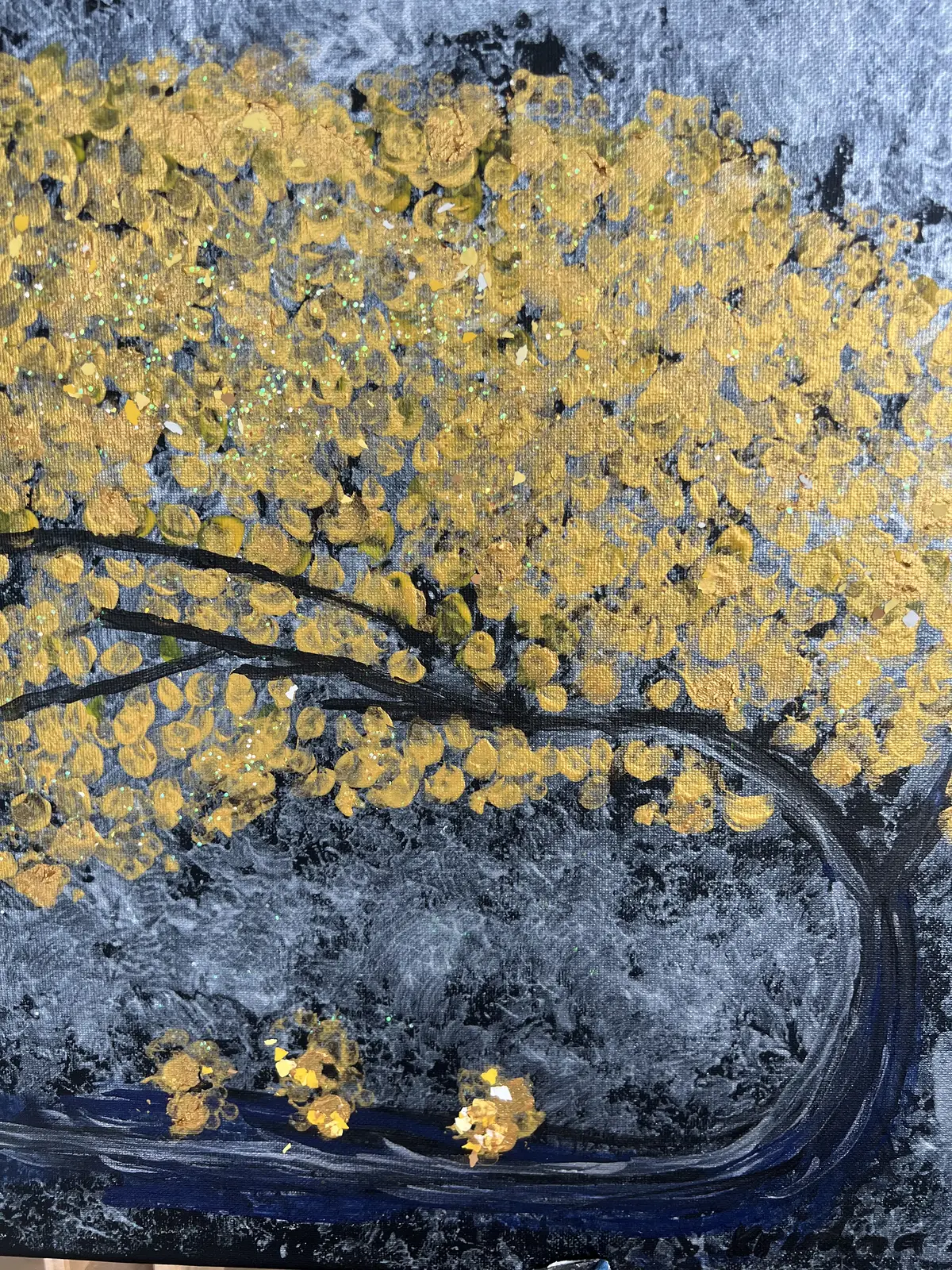 Akrylmålning Storm i natten av Kristina Blom