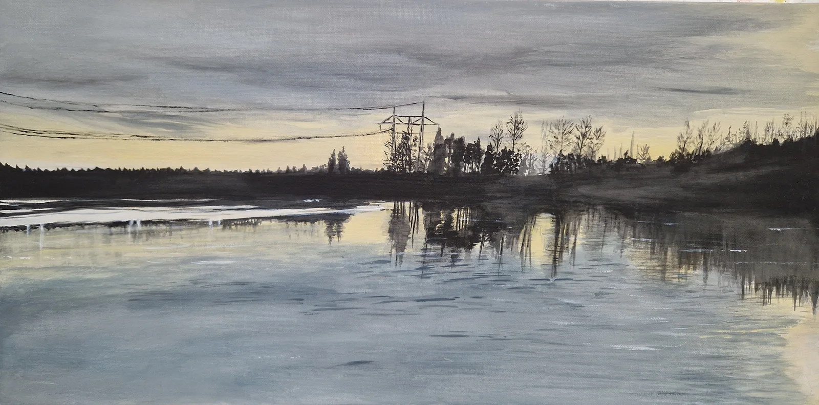 Akrylmålning Råforsen av Linda Terese Gestblom