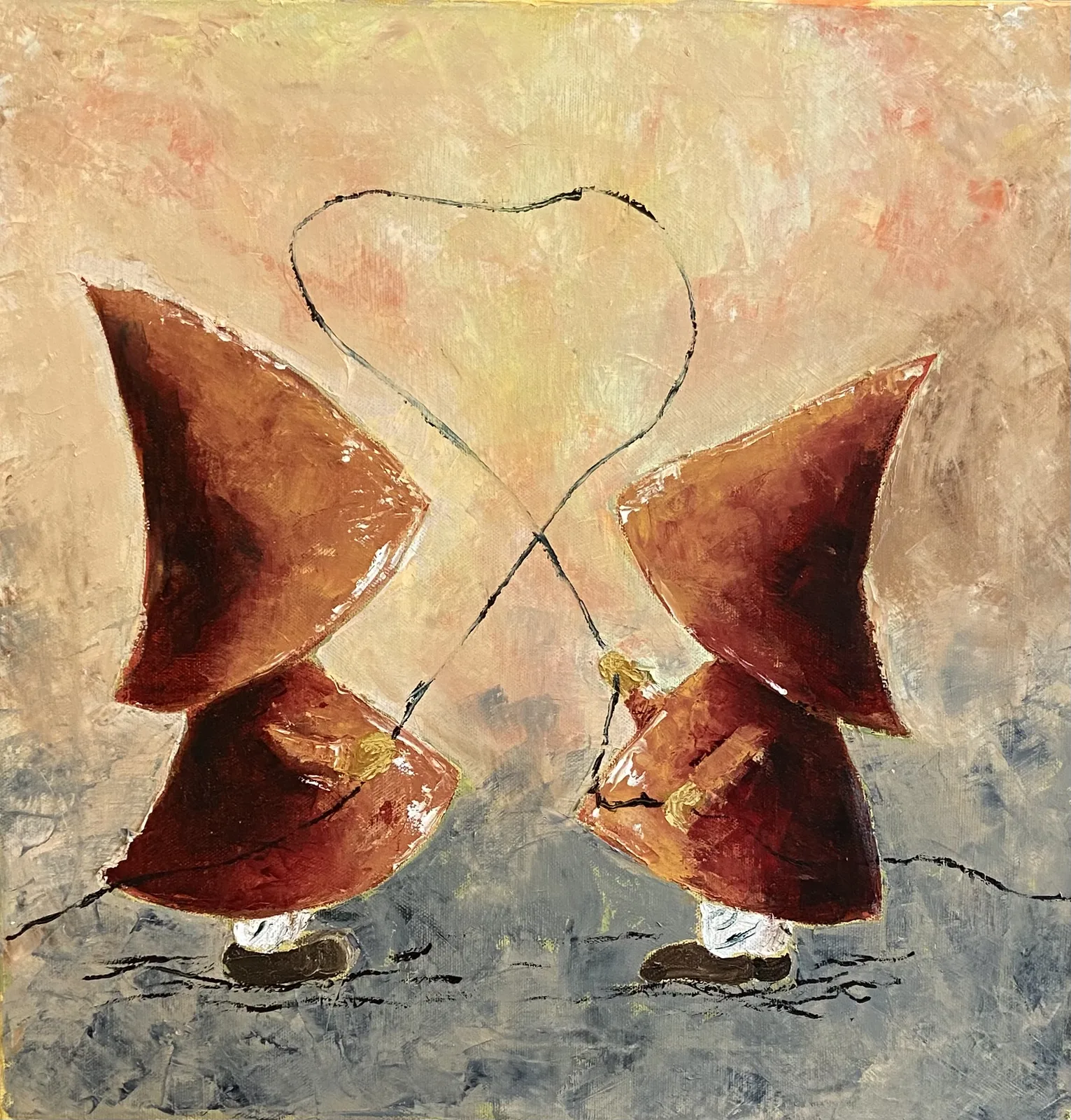 Oljemålning Snöre ”vi” av Jeanette Krantz Adner