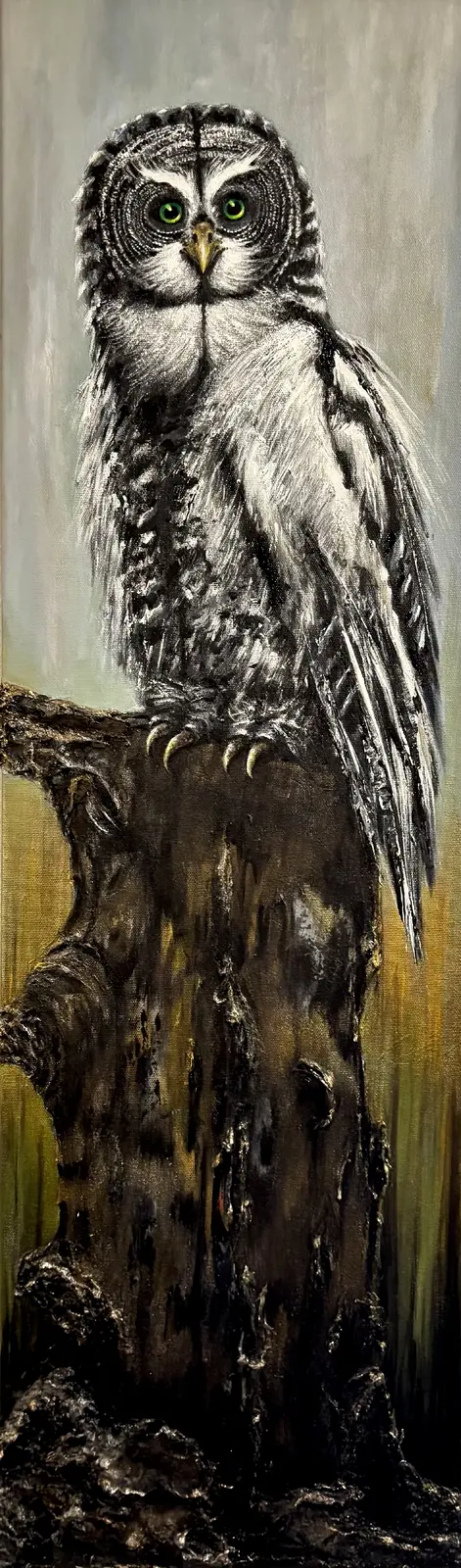 Akrylmålning The Owl av Anne E Svensson