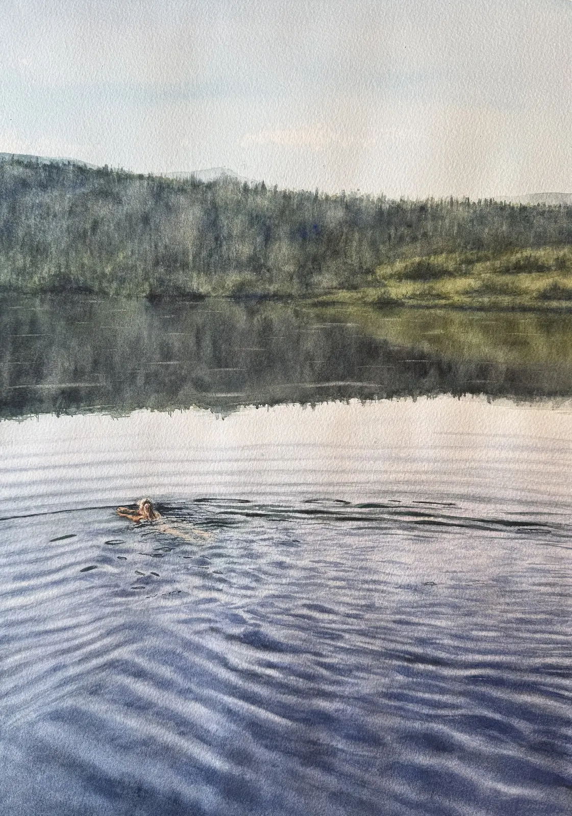 Akvarell Morgondoppet av Sara Bennett