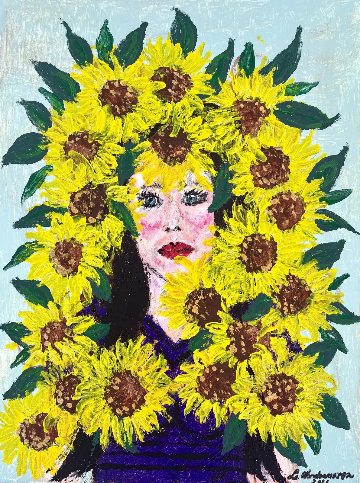 Akrylmålning Lady Violet av Linda Abrahamsson La Arts Sweden