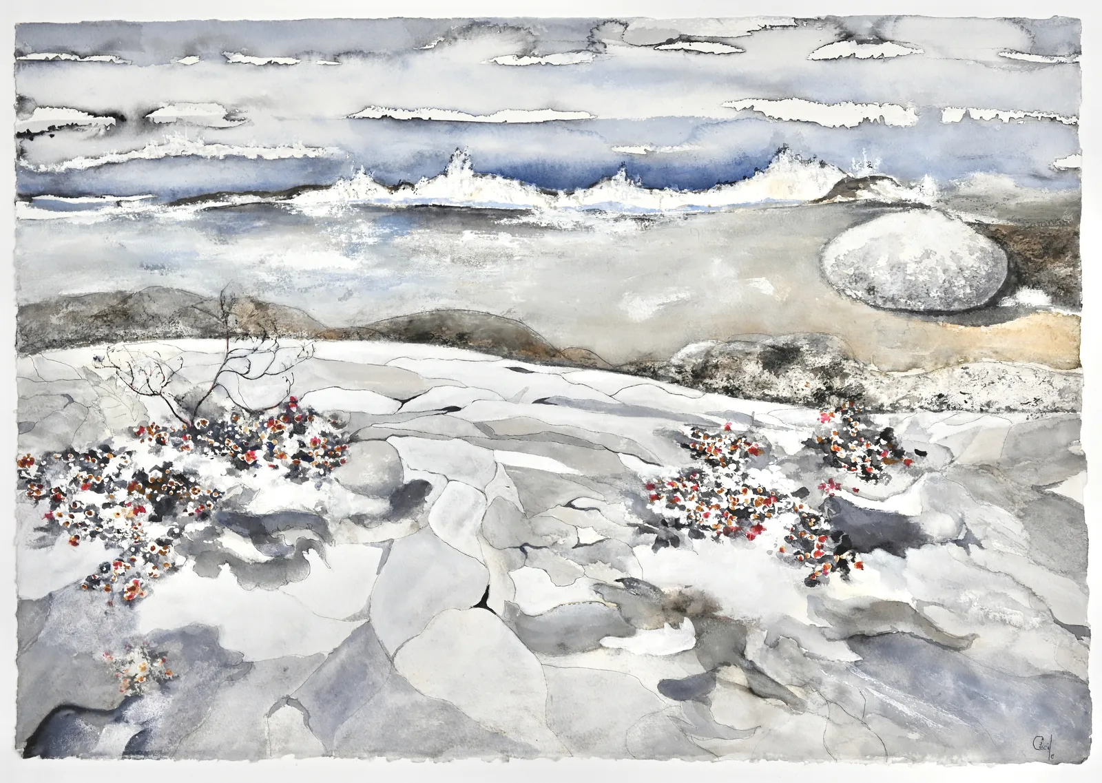 Akvarell Min Strand av Cécile Hansson