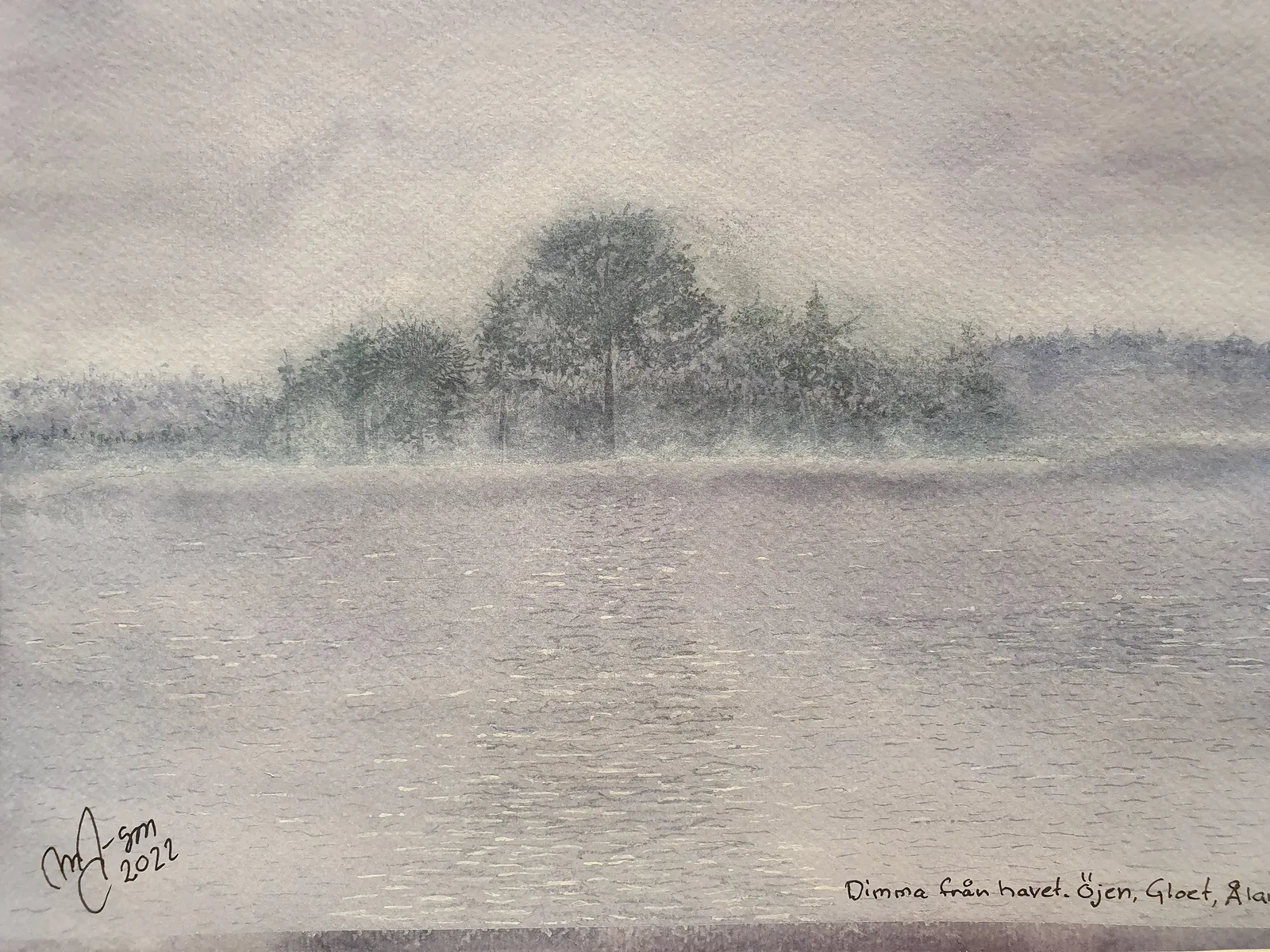 Akvarell Dimma från havet av Max Jansson