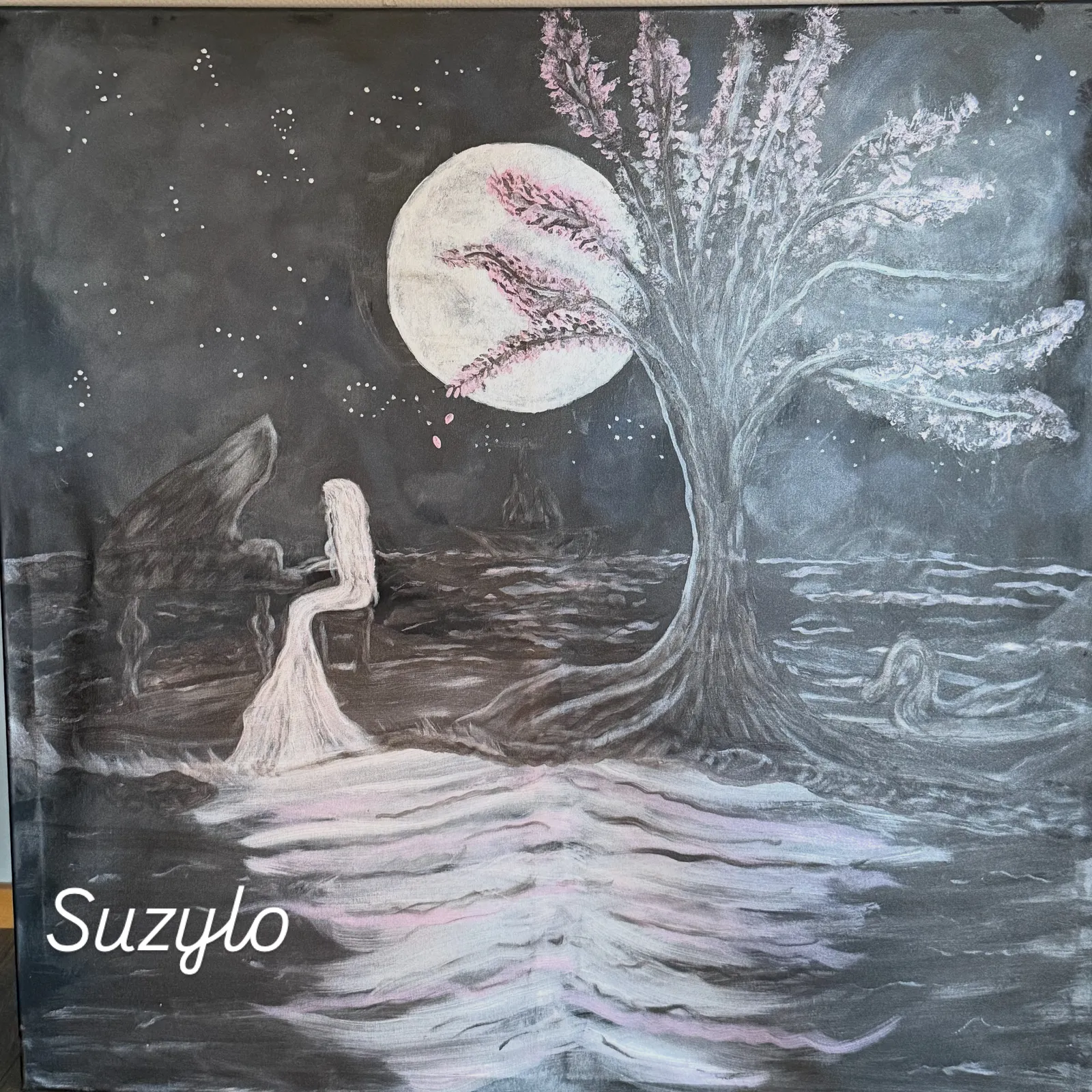 Akrylmålning Moonlight av Suzylo