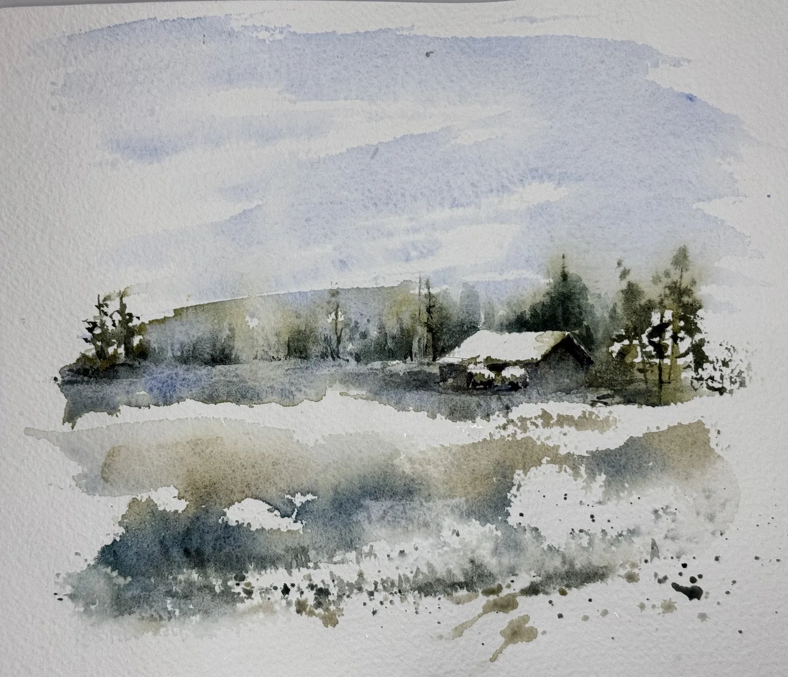 Akvarell Landskap av Anna Hörnfeldt