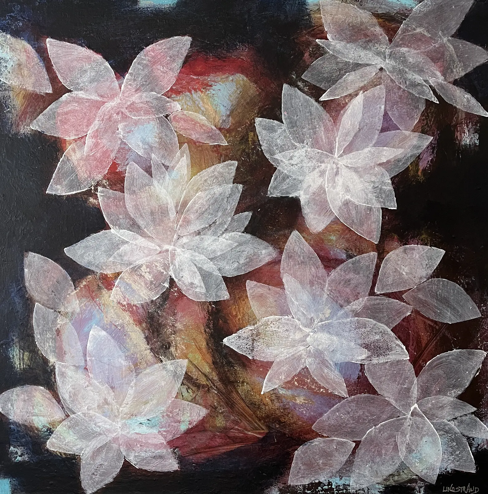 Akrylmålning Det borde vara stjärnor av Lena Lindstrand