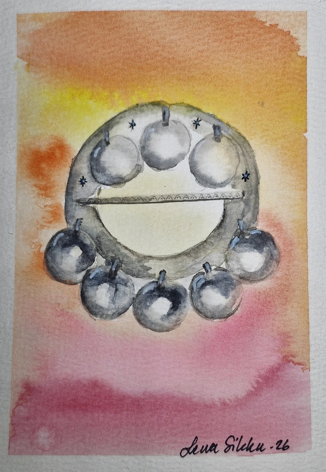 Akvarell Riṣ̌ku av Lena Sikku