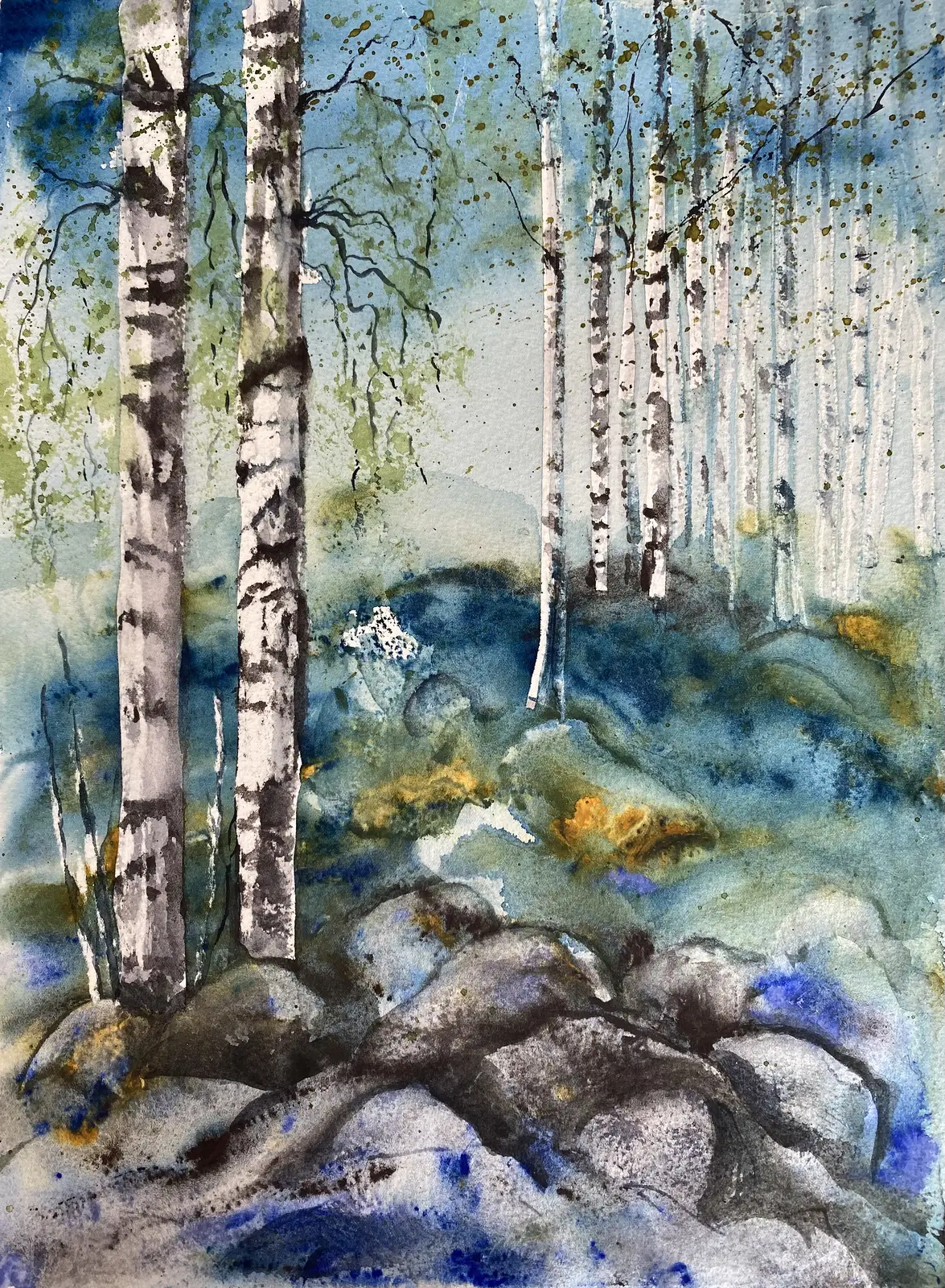 Akvarell I väntan på våren av Margareta Mattsson