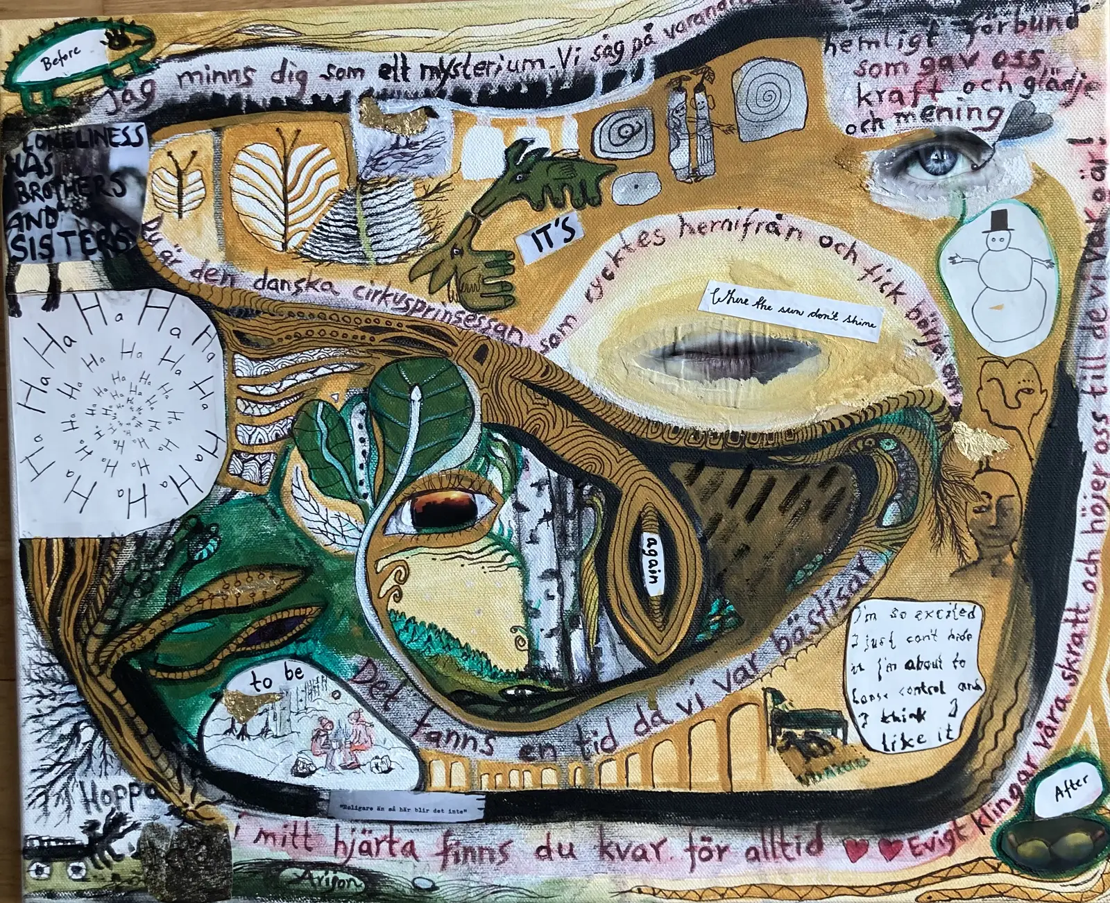 Akrylmålning Inuti cirkusprinsessan av Arijon Aronsson