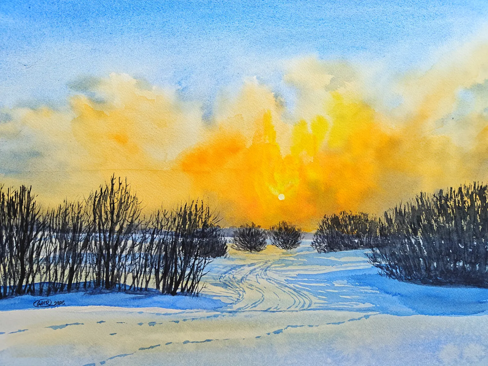 Akvarell Lake Baikal at dawn av Wei Hing Rosenkvist