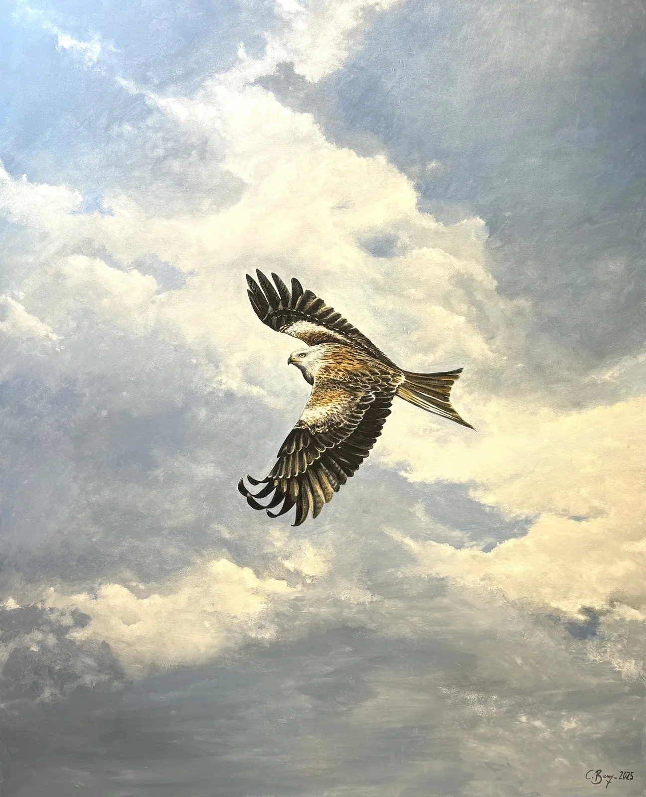 Oljemålning Röd glada av Caroline Berg