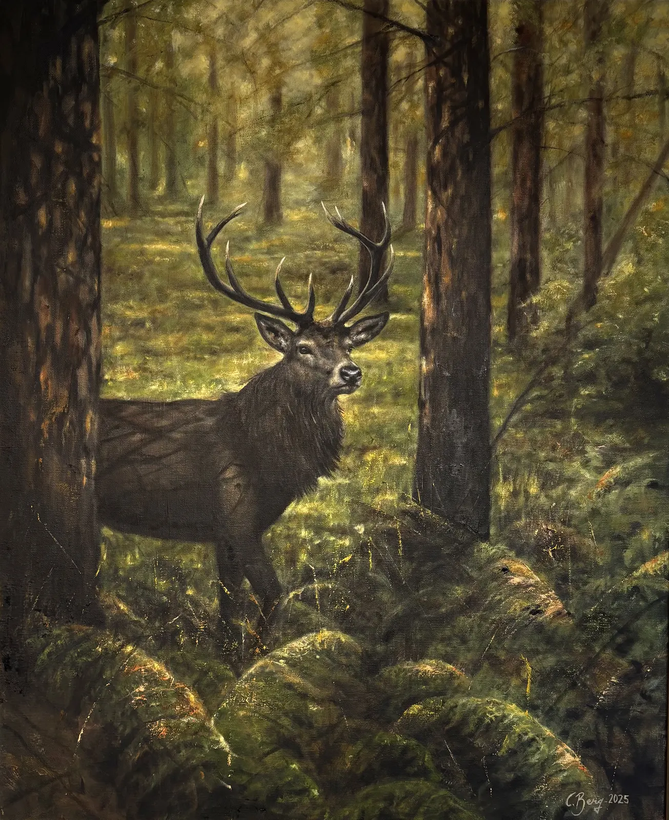 Oljemålning Kronhjort av Caroline Berg