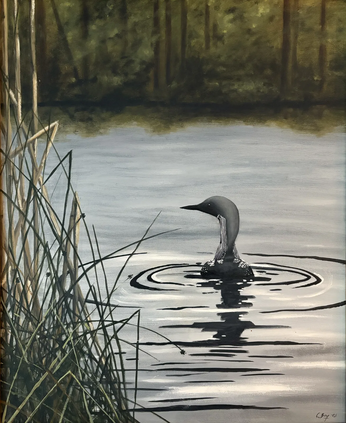 Oljemålning Storlom av Caroline Berg