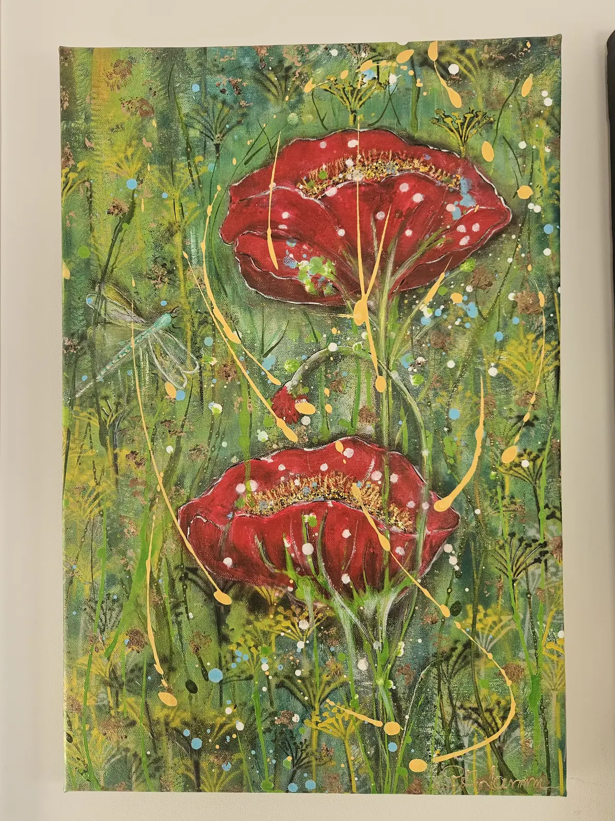 Akrylmålning Gyllene Sommardröm av Sari-Annelie Larsson