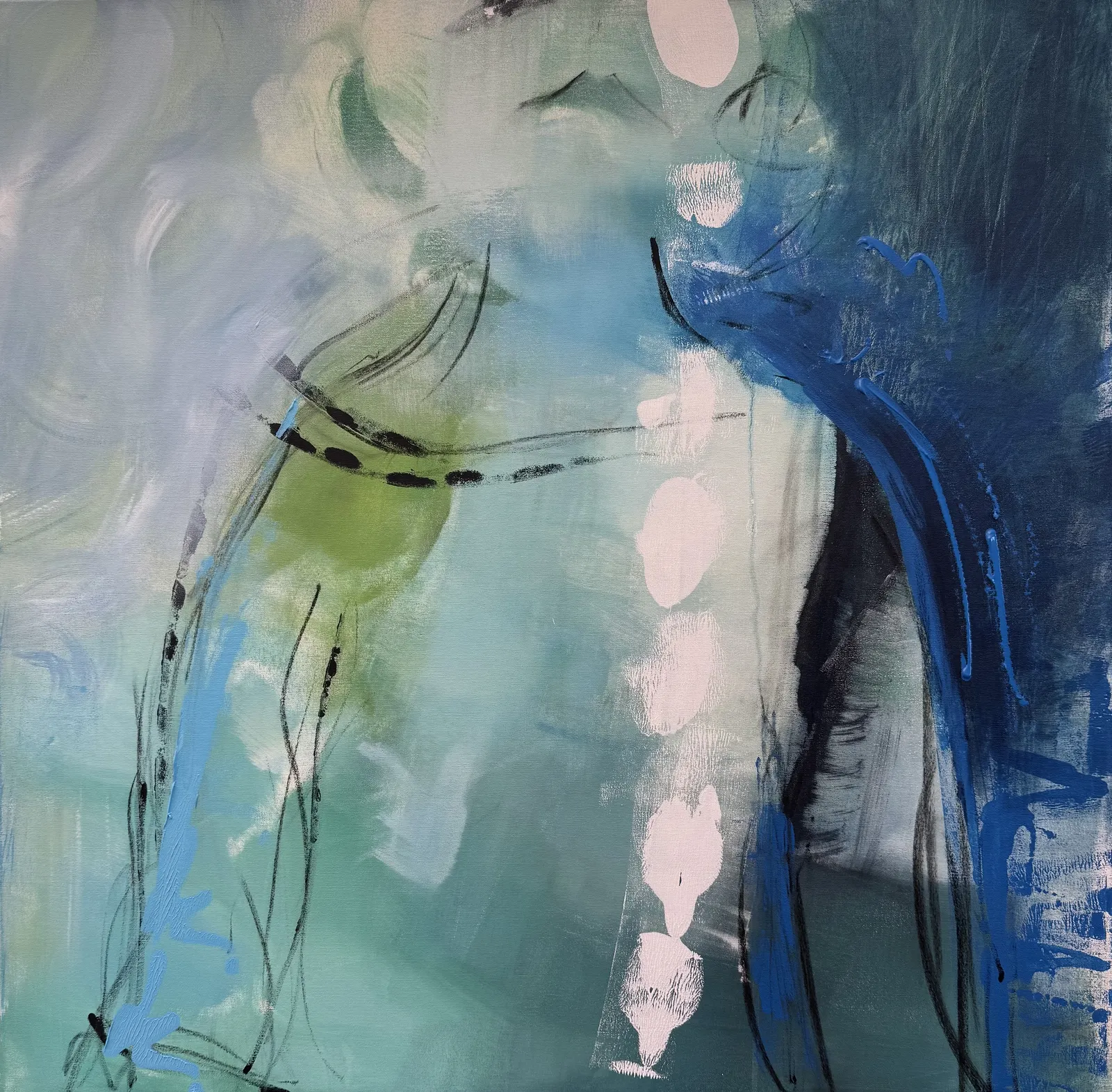 Akrylmålning Lady in blue av Catharina Bauer