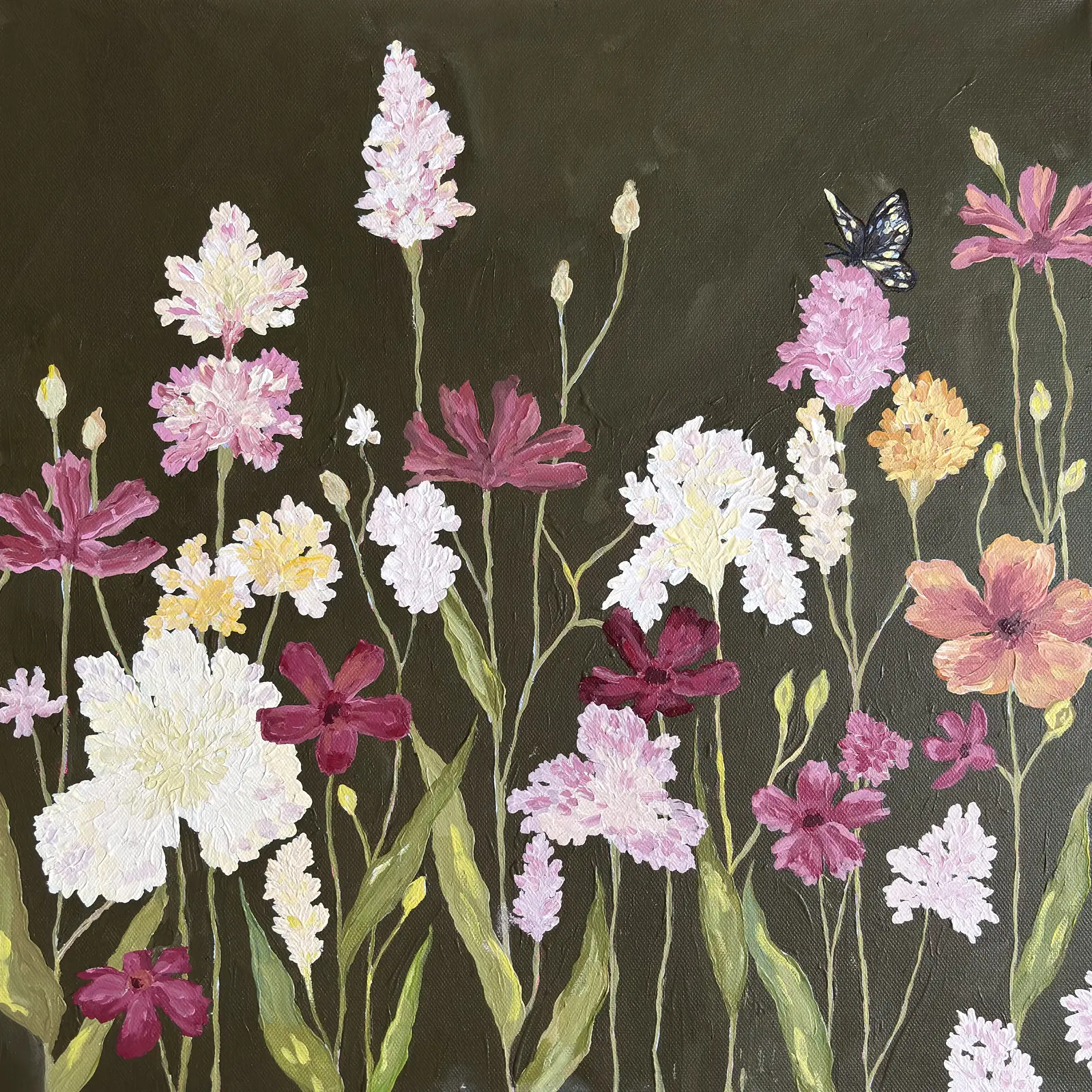 Akrylmålning Blommor del 1 av Ebba Martin-Löf