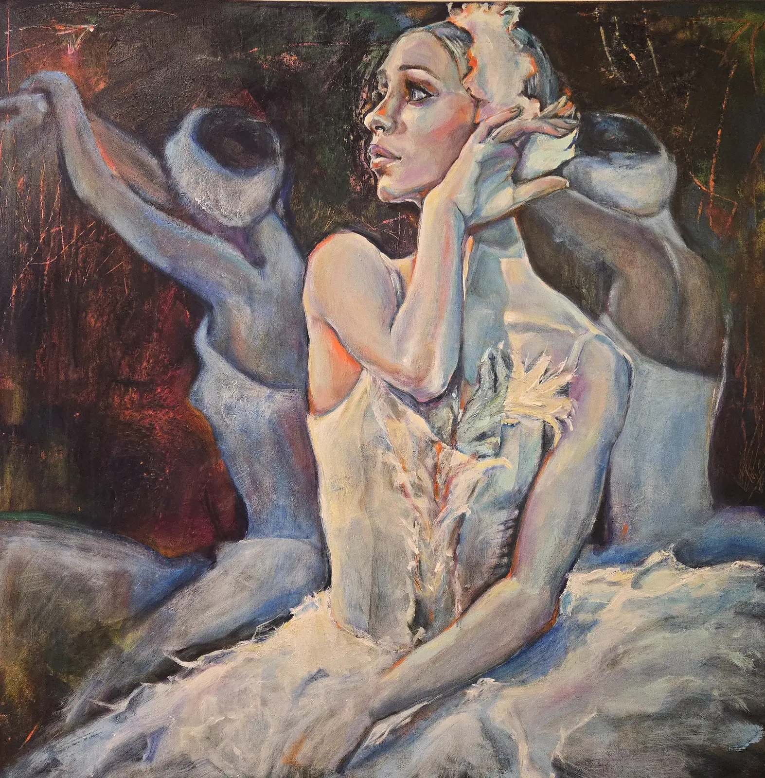 Akrylmålning Ballerina. Bakom scenen. av Lana BLINK