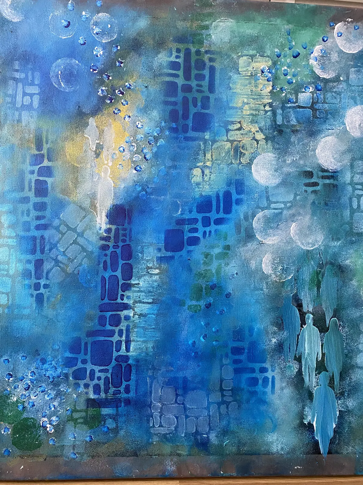 Akrylmålning Another brick in the wall av Teija Hiljanen