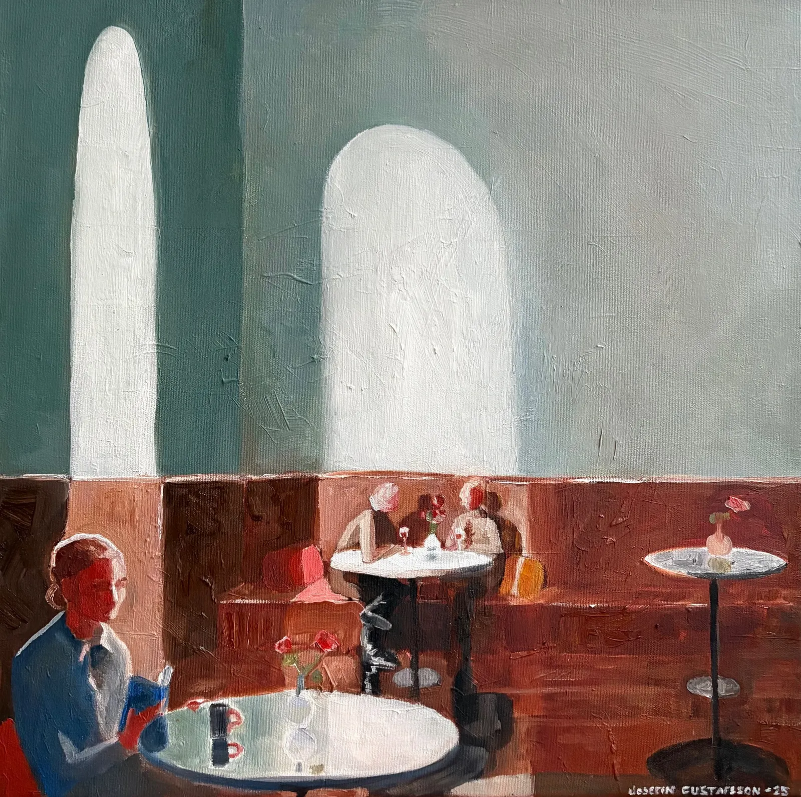 Oljemålning Café av Josefin Gustafsson