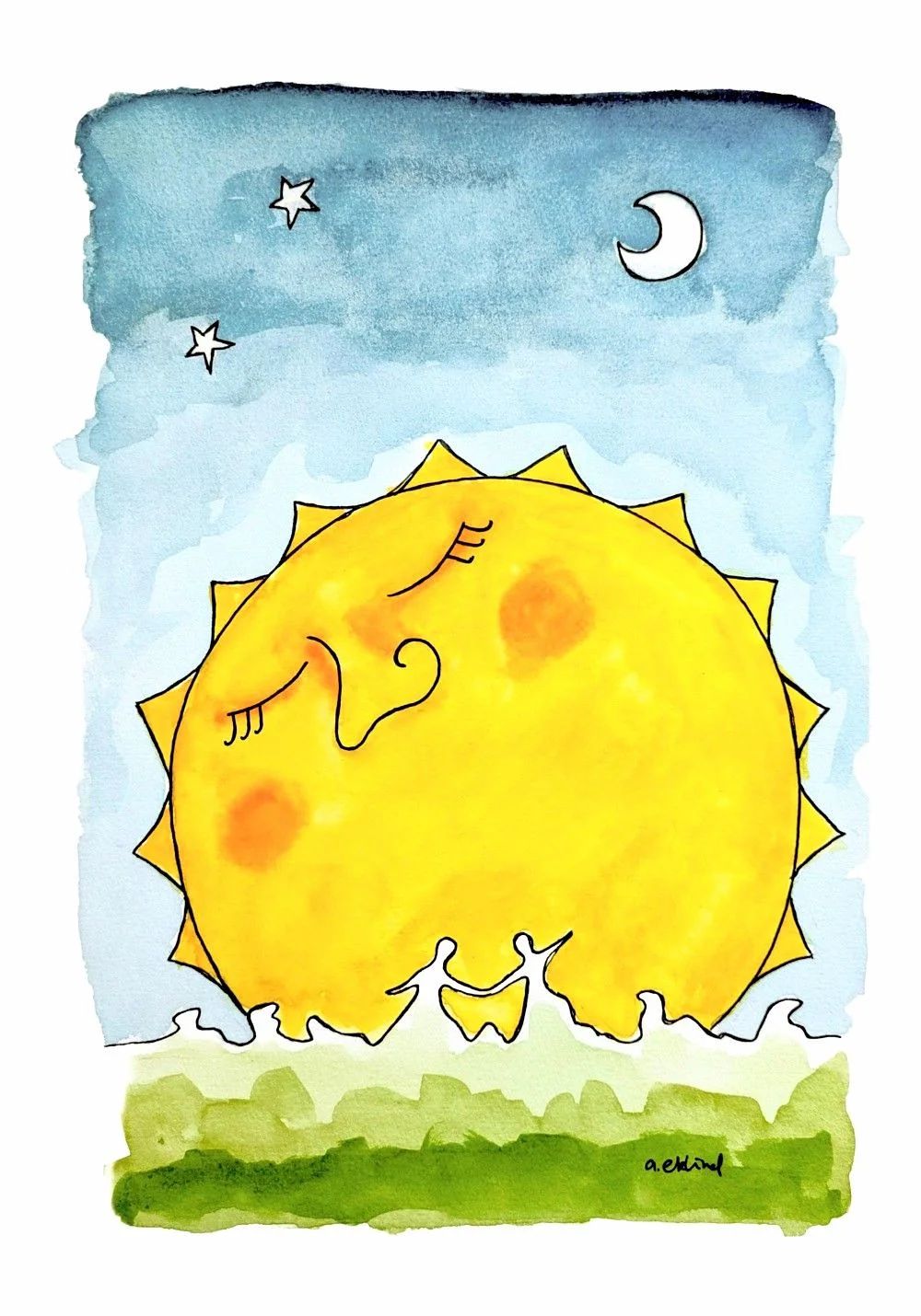 Akvarell Whimsical Morning av Annika Eklind