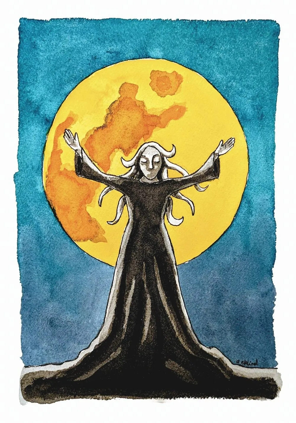 Akvarell Witches' Moon av Annika Eklind