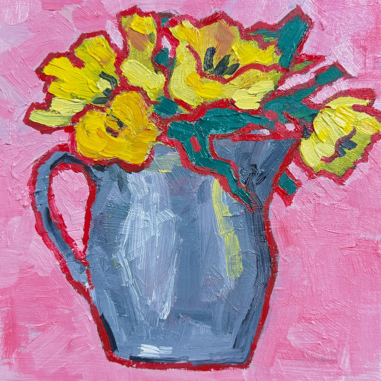 Oljemålning Gula blommor bukett av Ekaterina Dutkevich