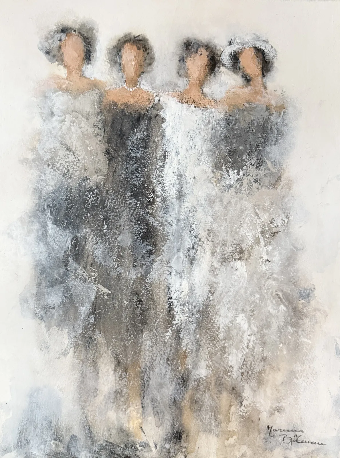 Akrylmålning Kvinnor i grupp av Marina Björkman