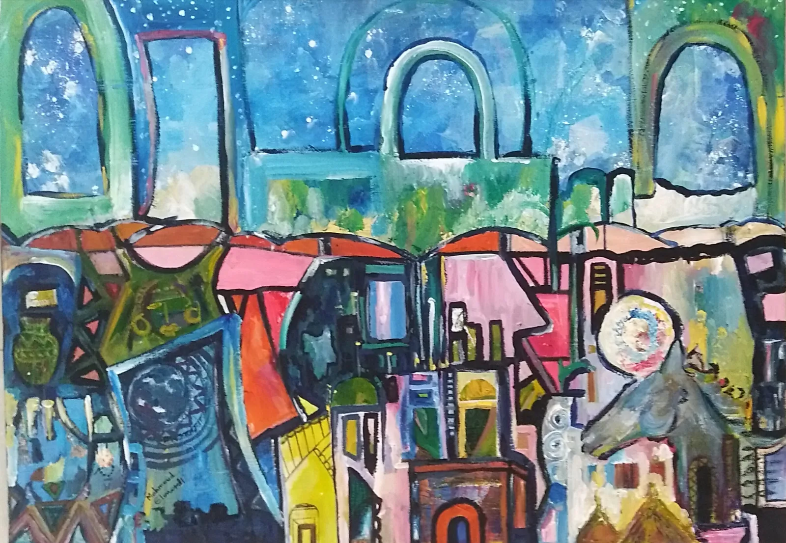 Akrylmålning Dawn light av Mahmoud Elmardi