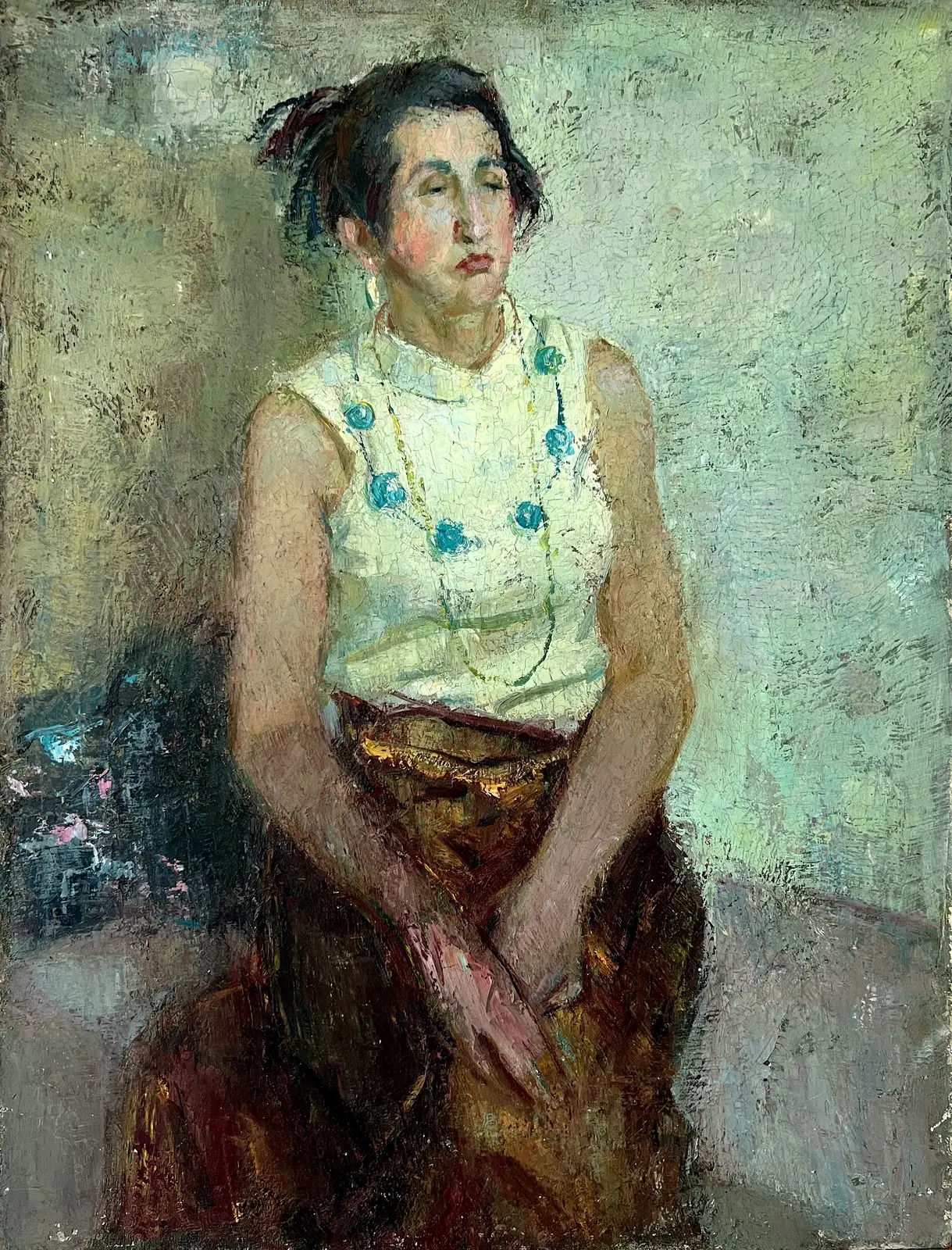 Oljemålning Blue Necklace av Zakhar Shevchuk