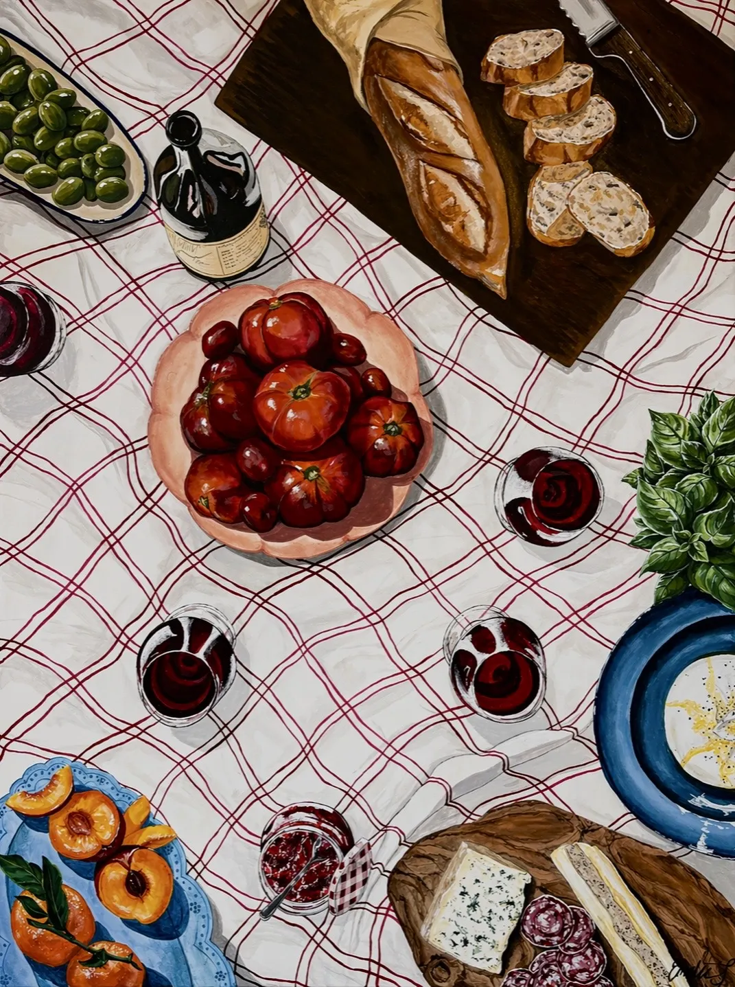 Akrylmålning La Tavola av Emelia Skoglund