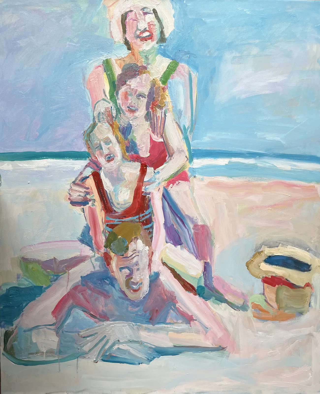 Oljemålning Strandlek av Pia Hällström