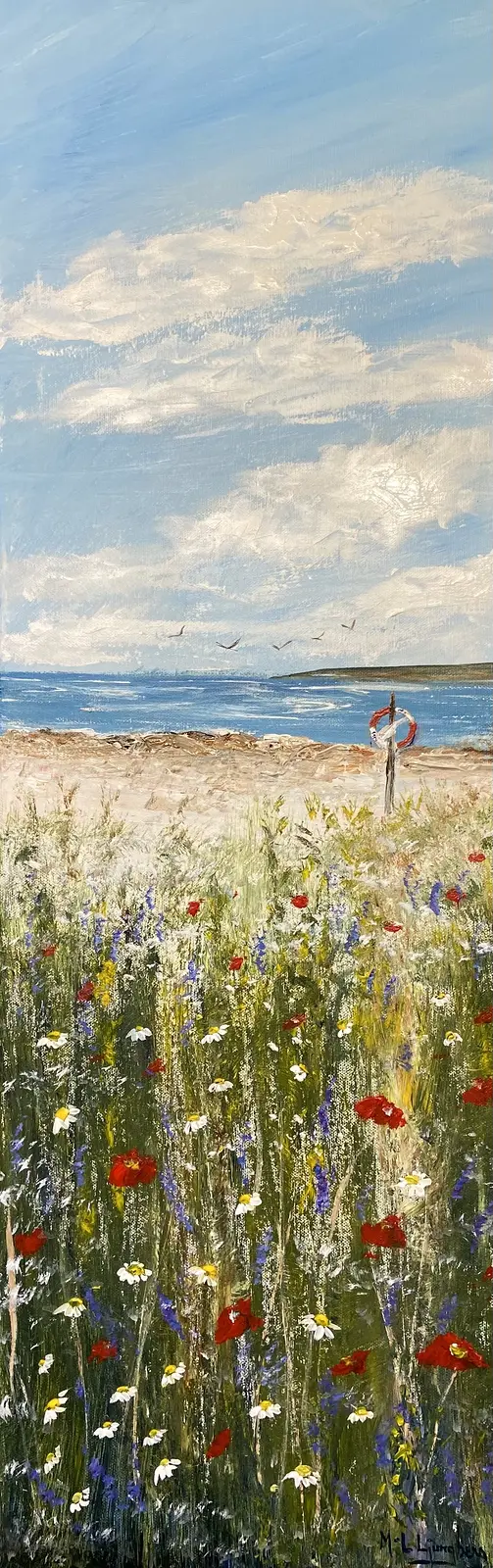 Akrylmålning Ängen vid havet av Marie-Louise Ljungberg