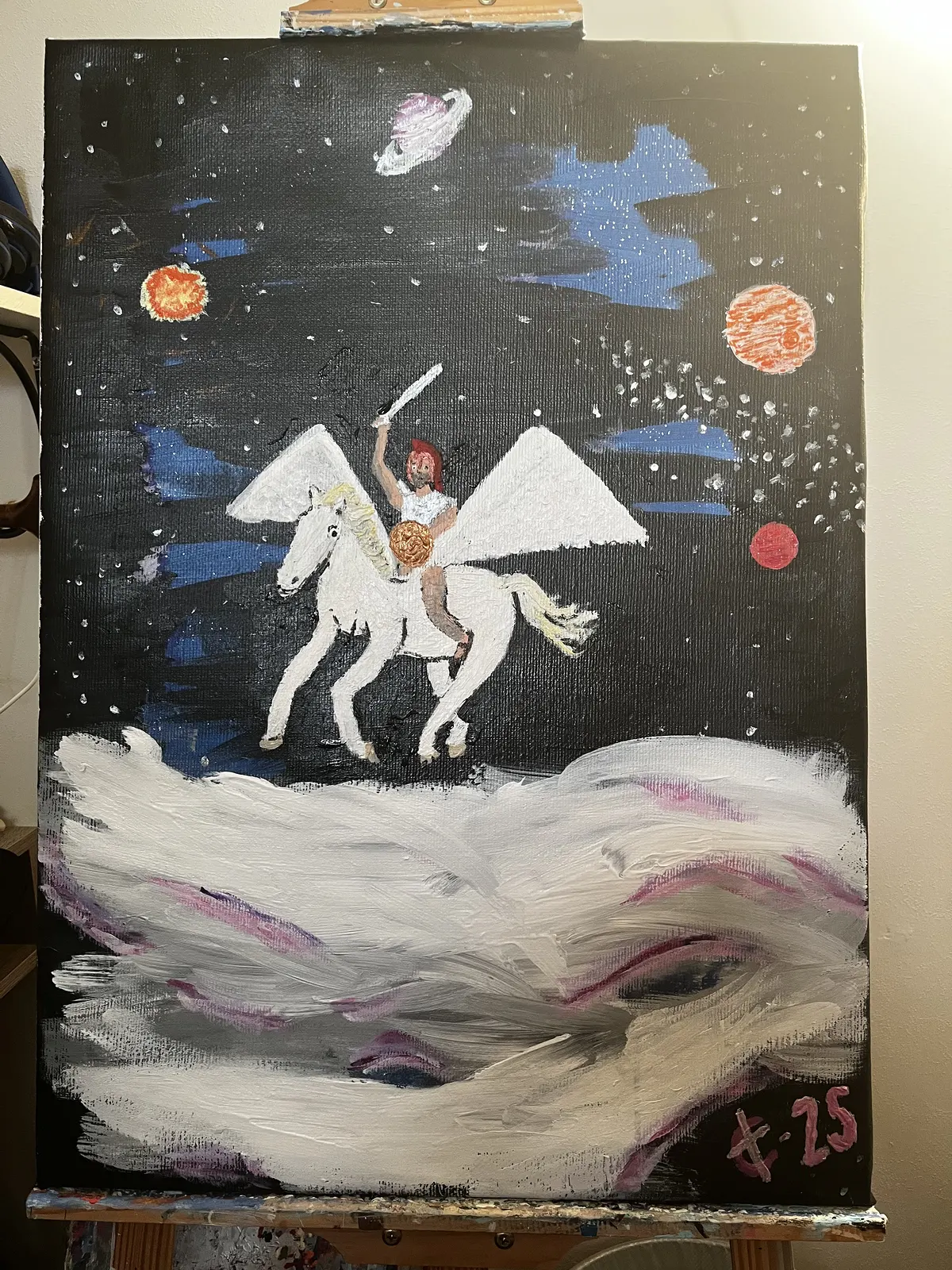 Akrylmålning Perseus och pegasus av Robert Christensen