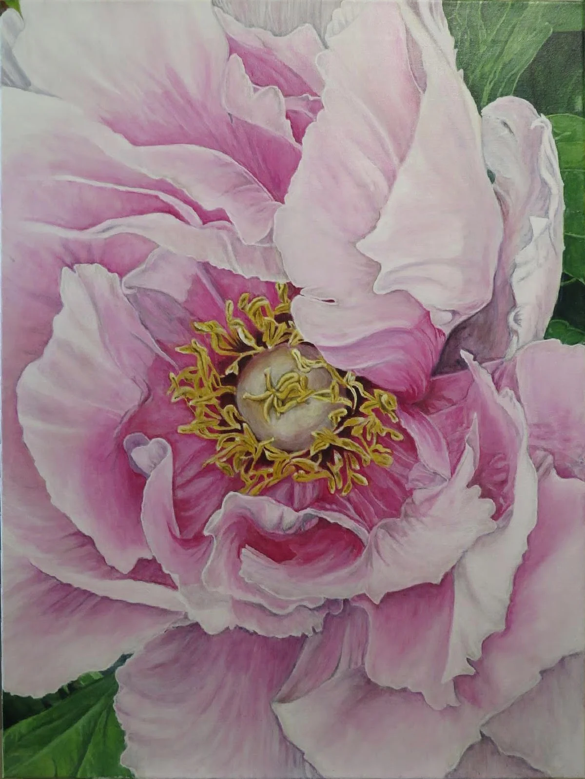 Akrylmålning Pink peony av Camilla Blom