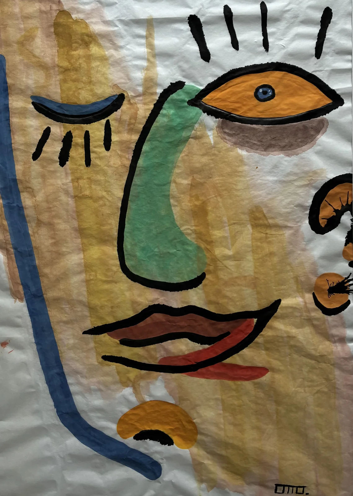Akvarell Face, inramad av Otto Sundell
