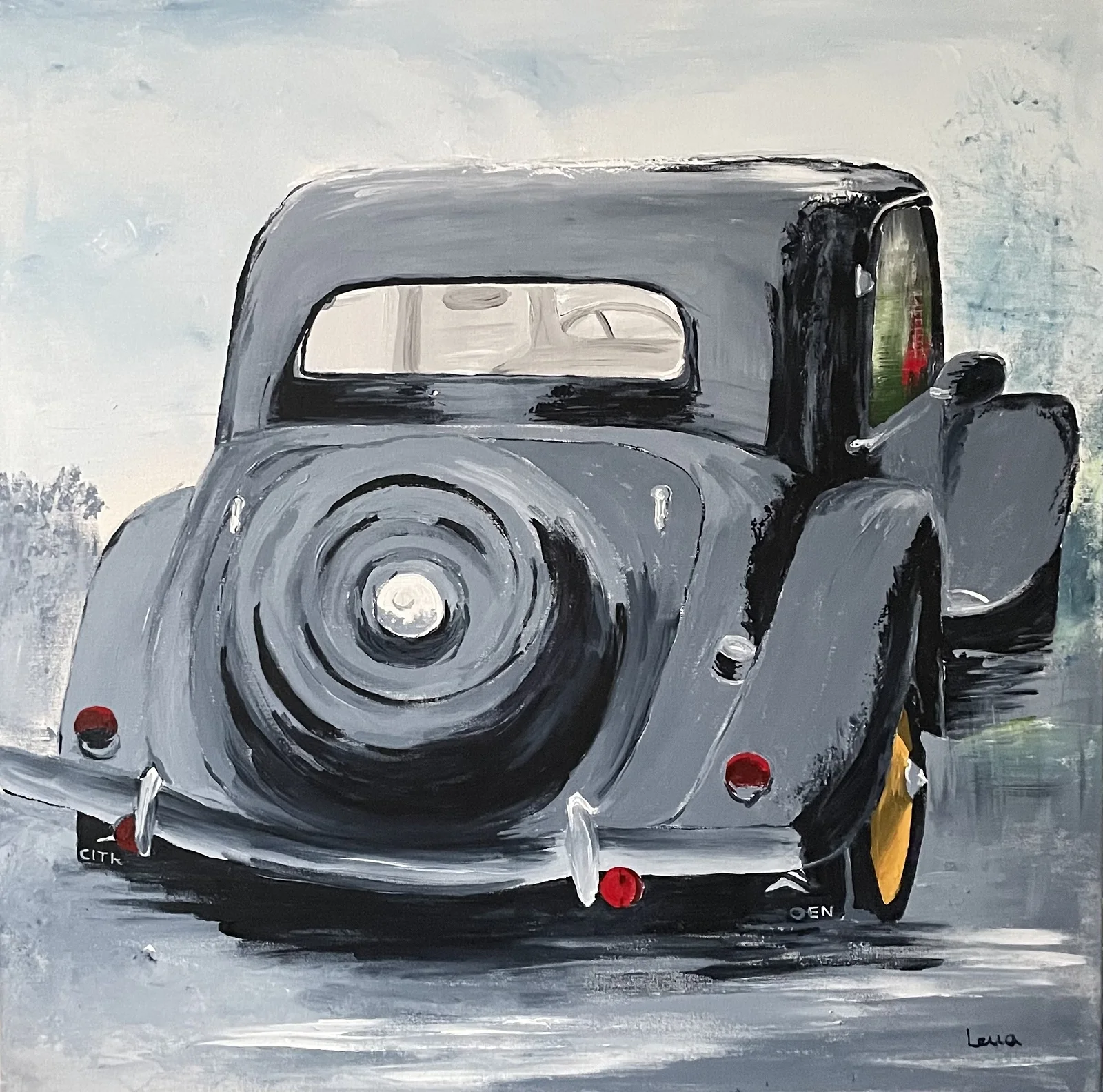 Akrylmålning Citroën Berliner av Lena Hallman