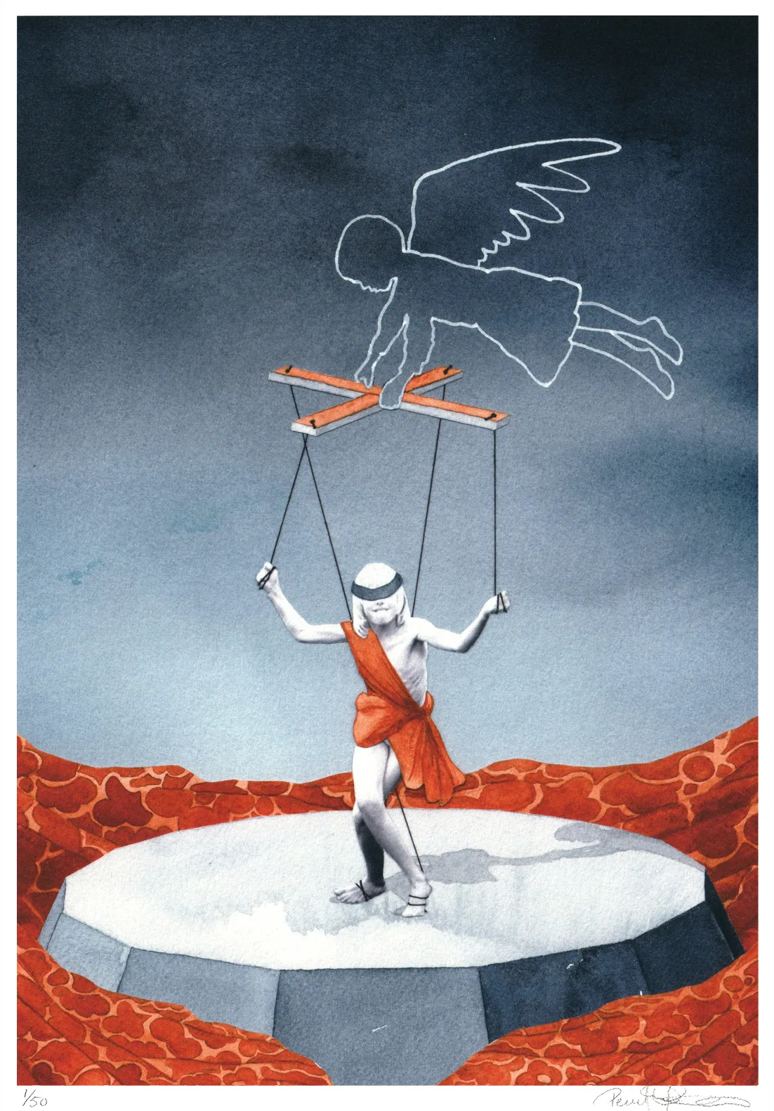 Akvarell Det förflutnas marionett av Pernilla Gustavsson