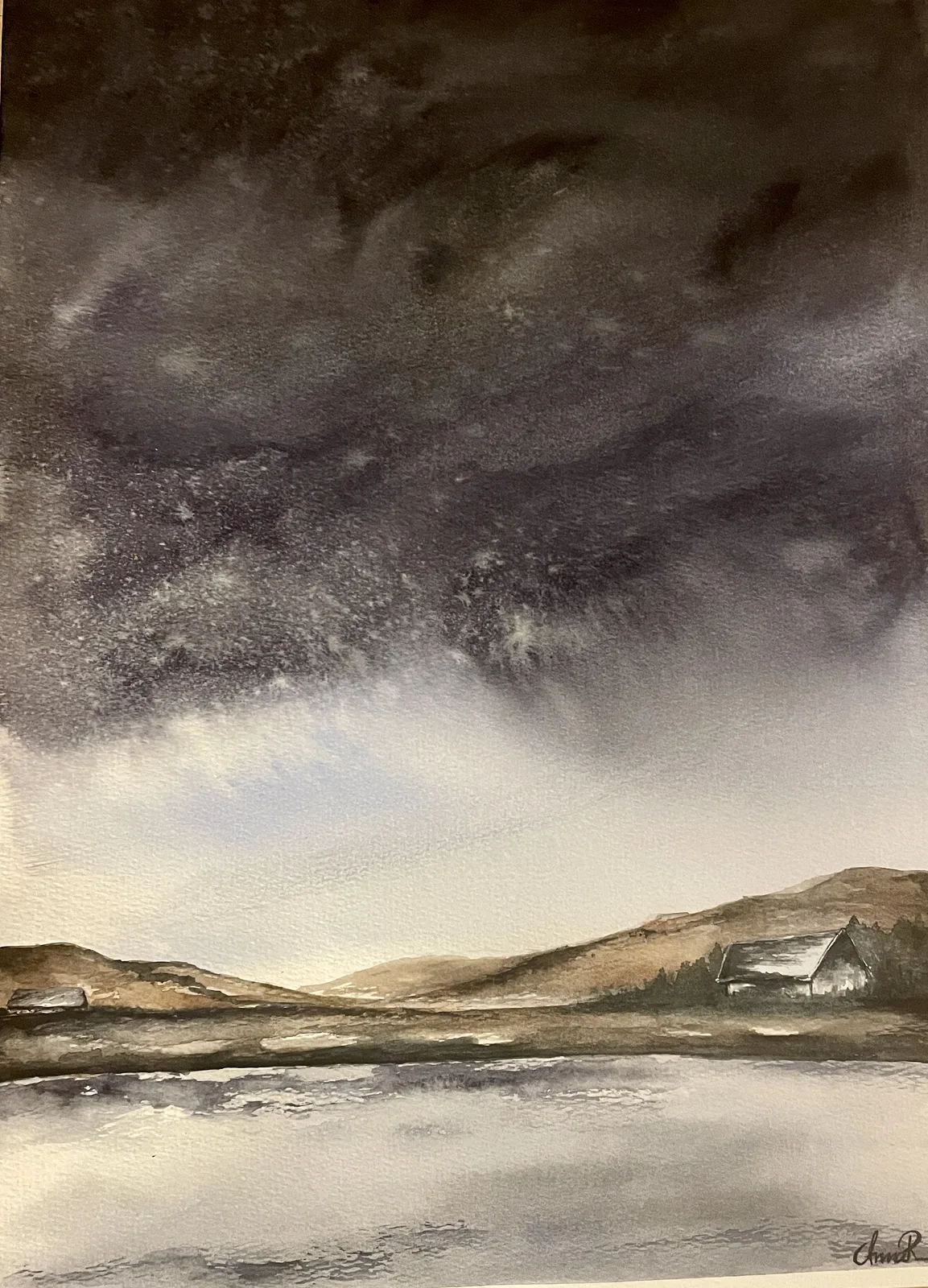 Akvarell Ljuset i slutet av tunneln av Anna Roos Friden