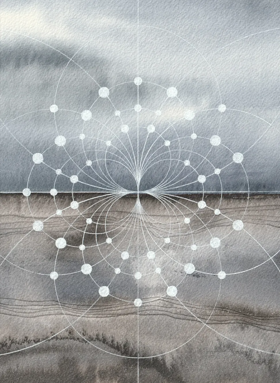 Akvarell Kristall i röntgen av Pernilla Gustavsson