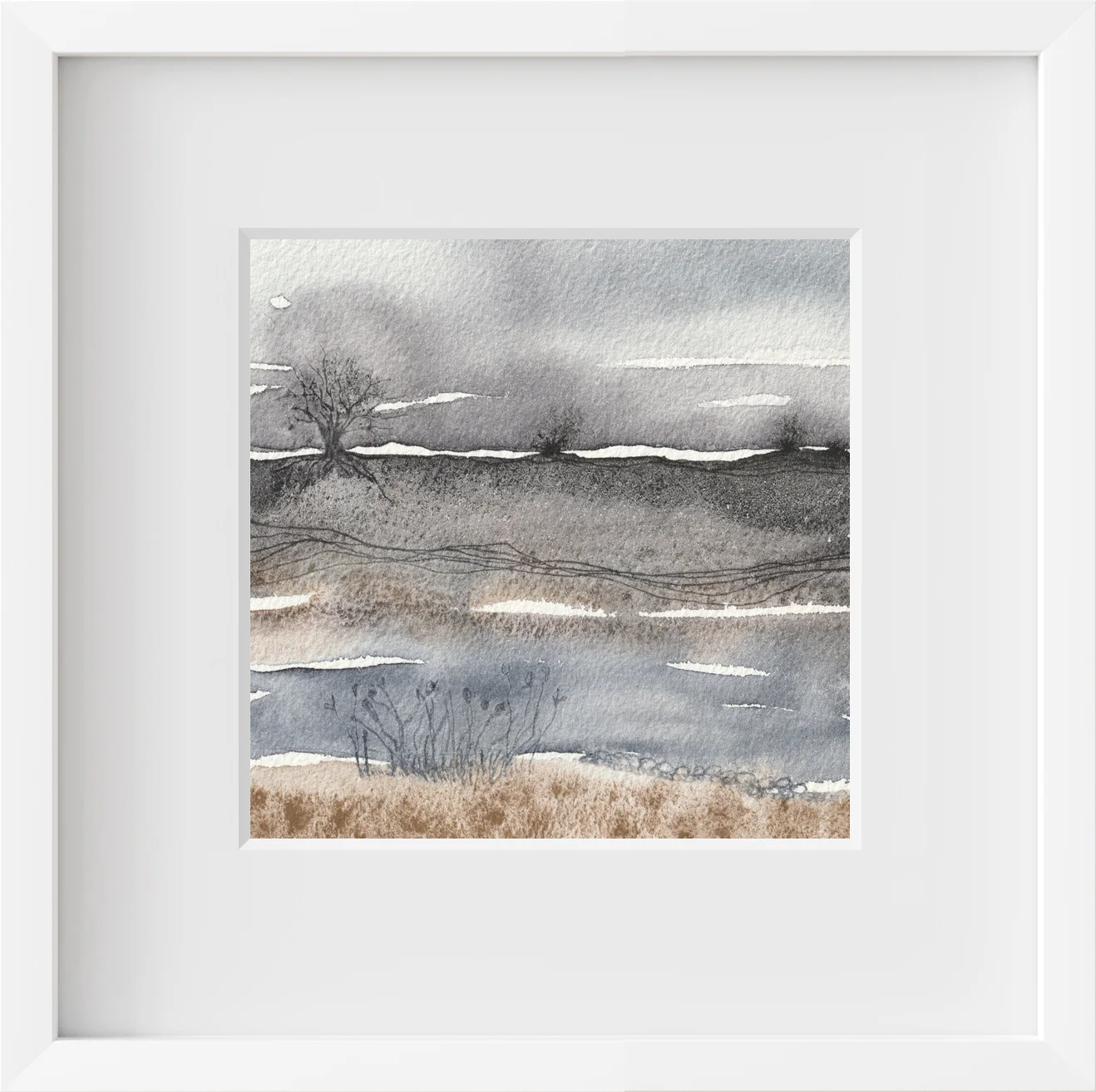 Akvarell Abstrakt landskap VIII av Pernilla Gustavsson