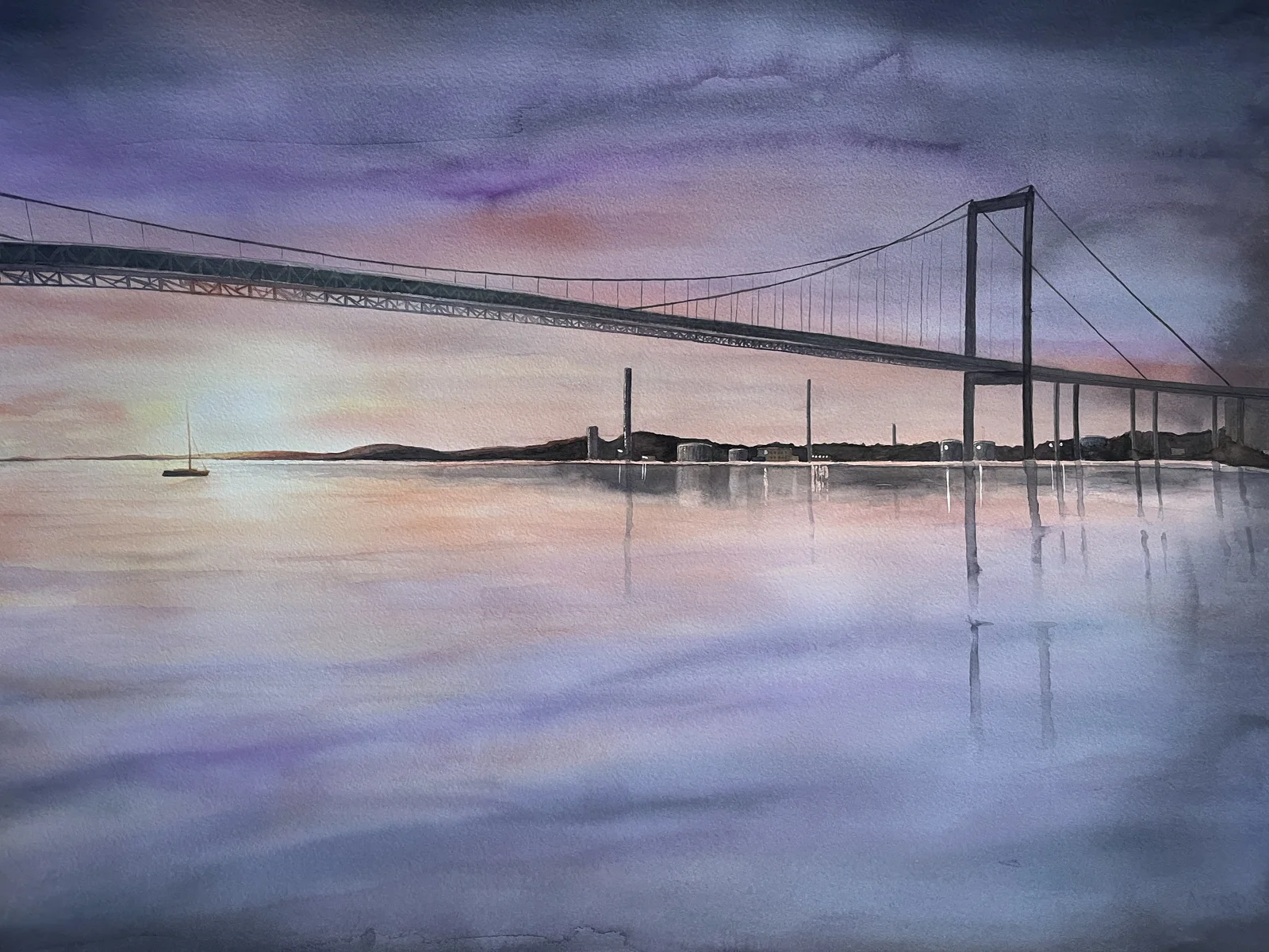 Akvarell Älvsborgsbron III av Fredrik Eklöf