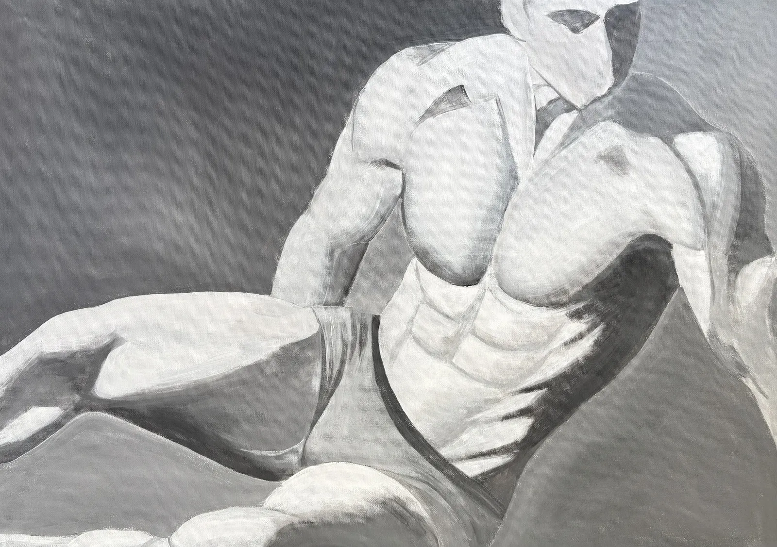 Akrylmålning Vila efter träning av Per Forsberg