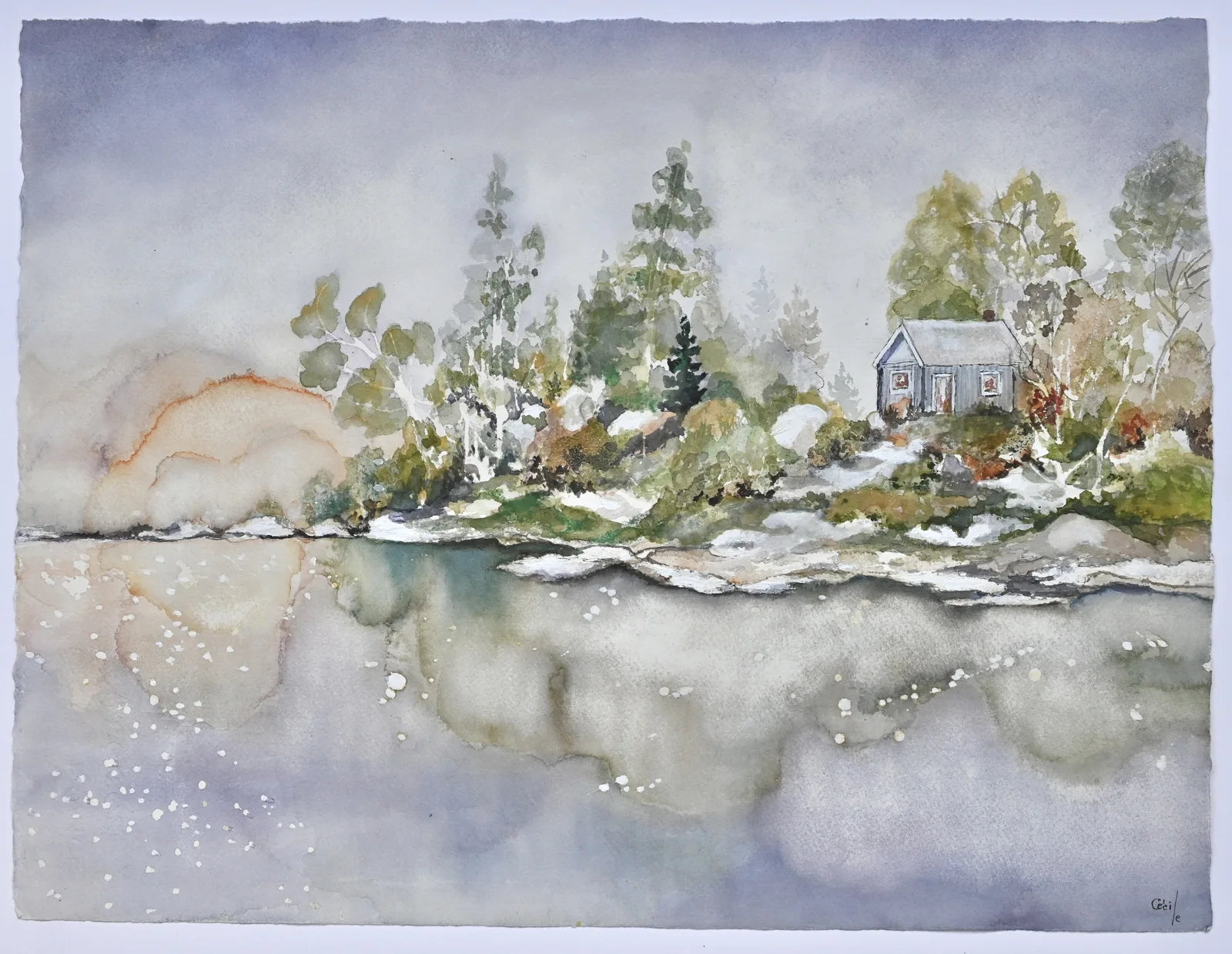 Akvarell Mysiga Ön av Cécile Hansson