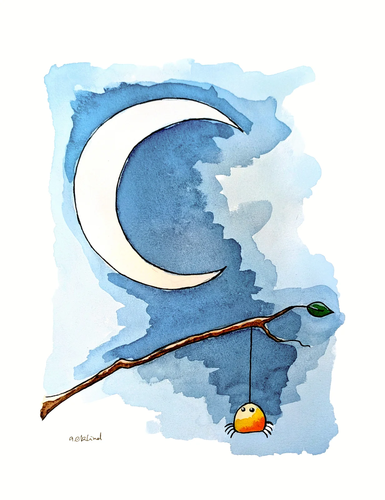 Akvarell Ingmar and the Moon II av Annika Eklind