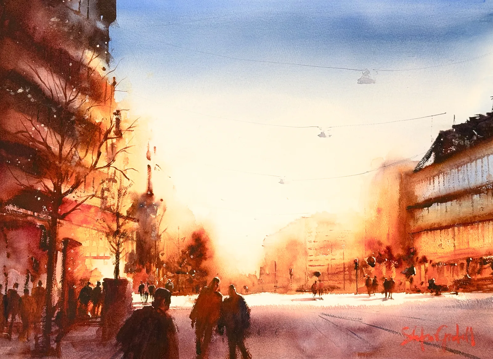 Akvarell Hamngatan av Stefan Gadnell