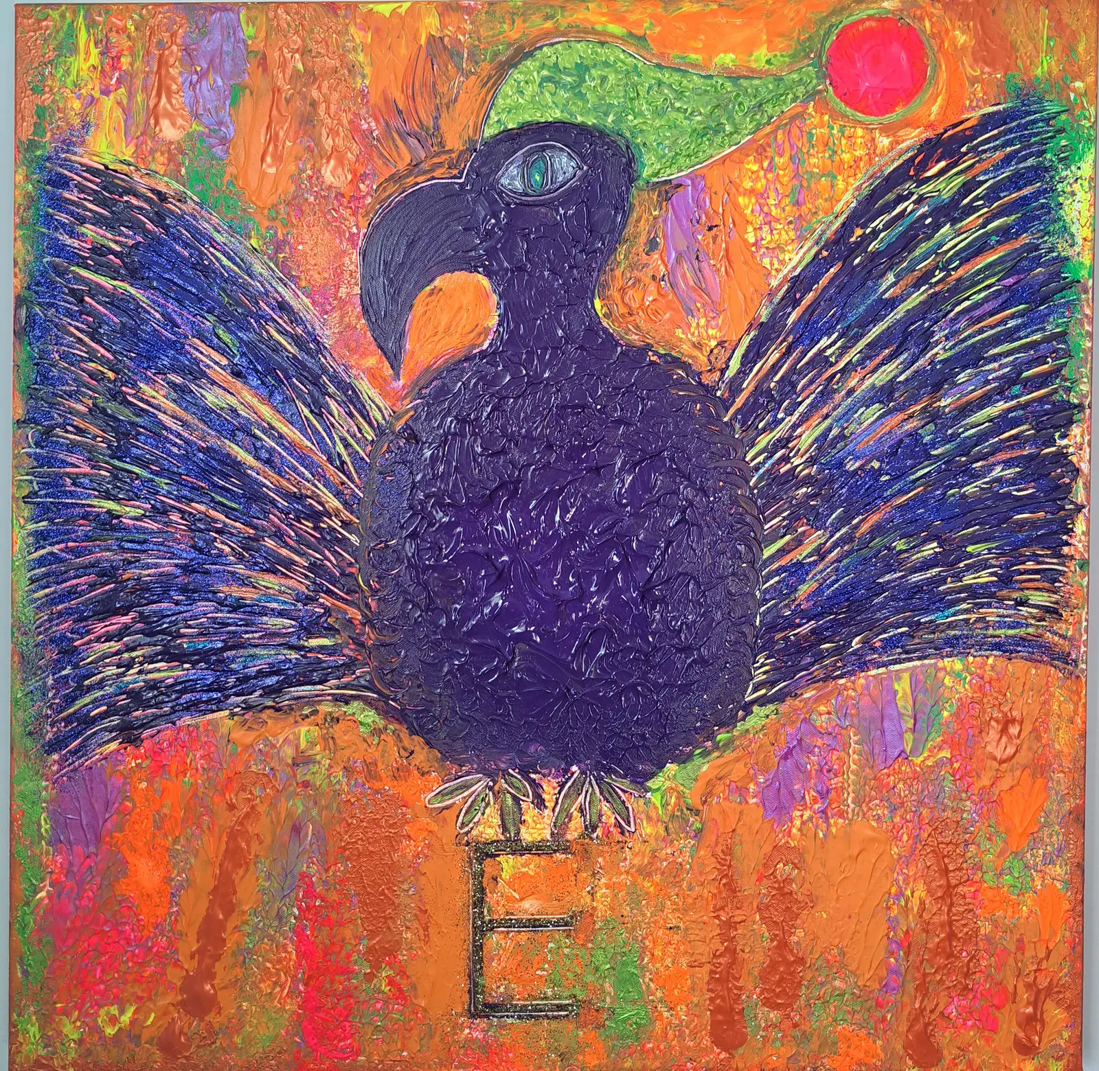 Akrylmålning Här ska jag sova i natt. Nattmössorna 2 av Liselott Ringström