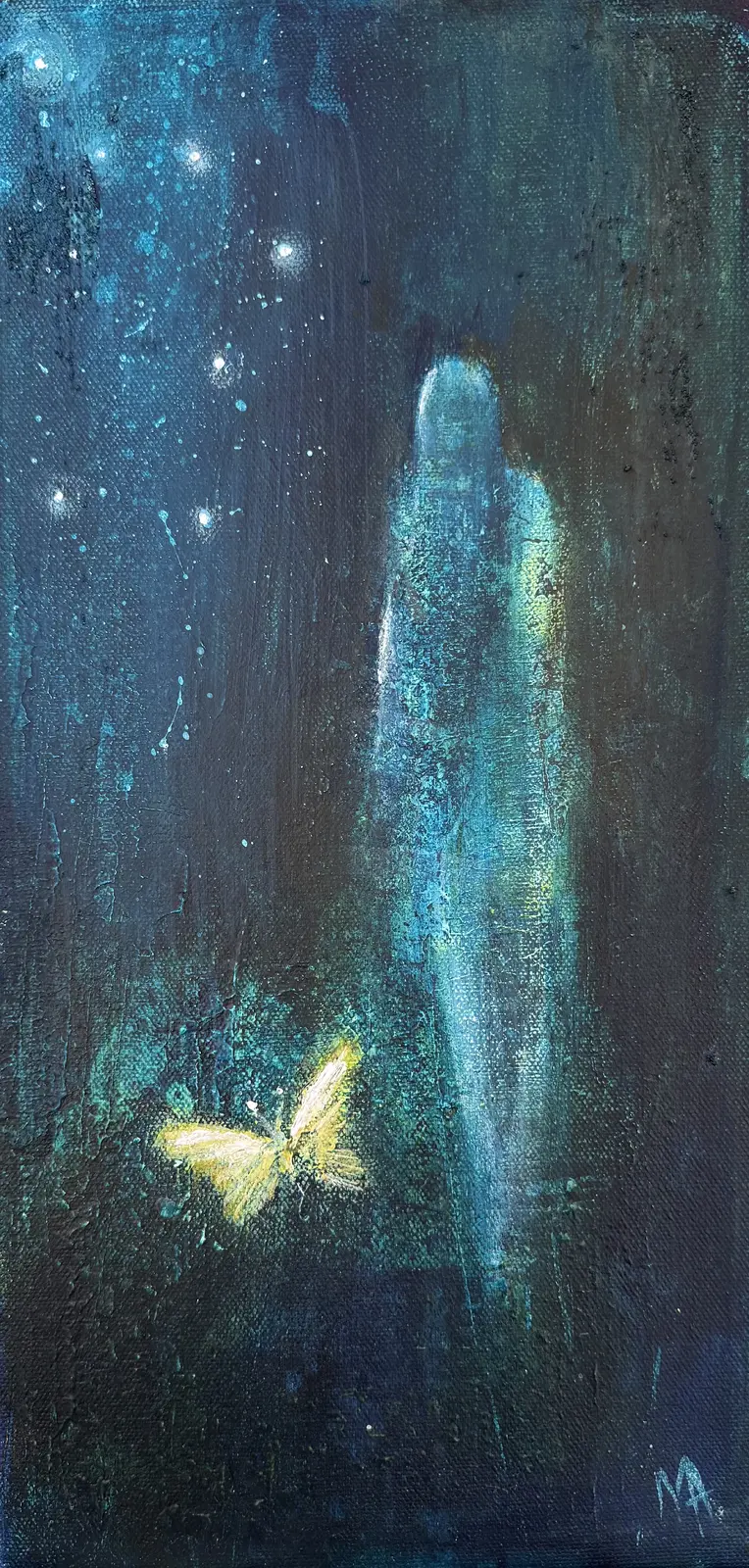 Akrylmålning Blinka lilla stjärna av Annette MA Stocker