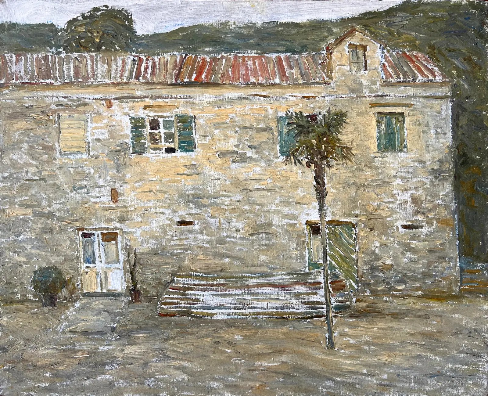 Oljemålning Mediterranean House av Zakhar Shevchuk